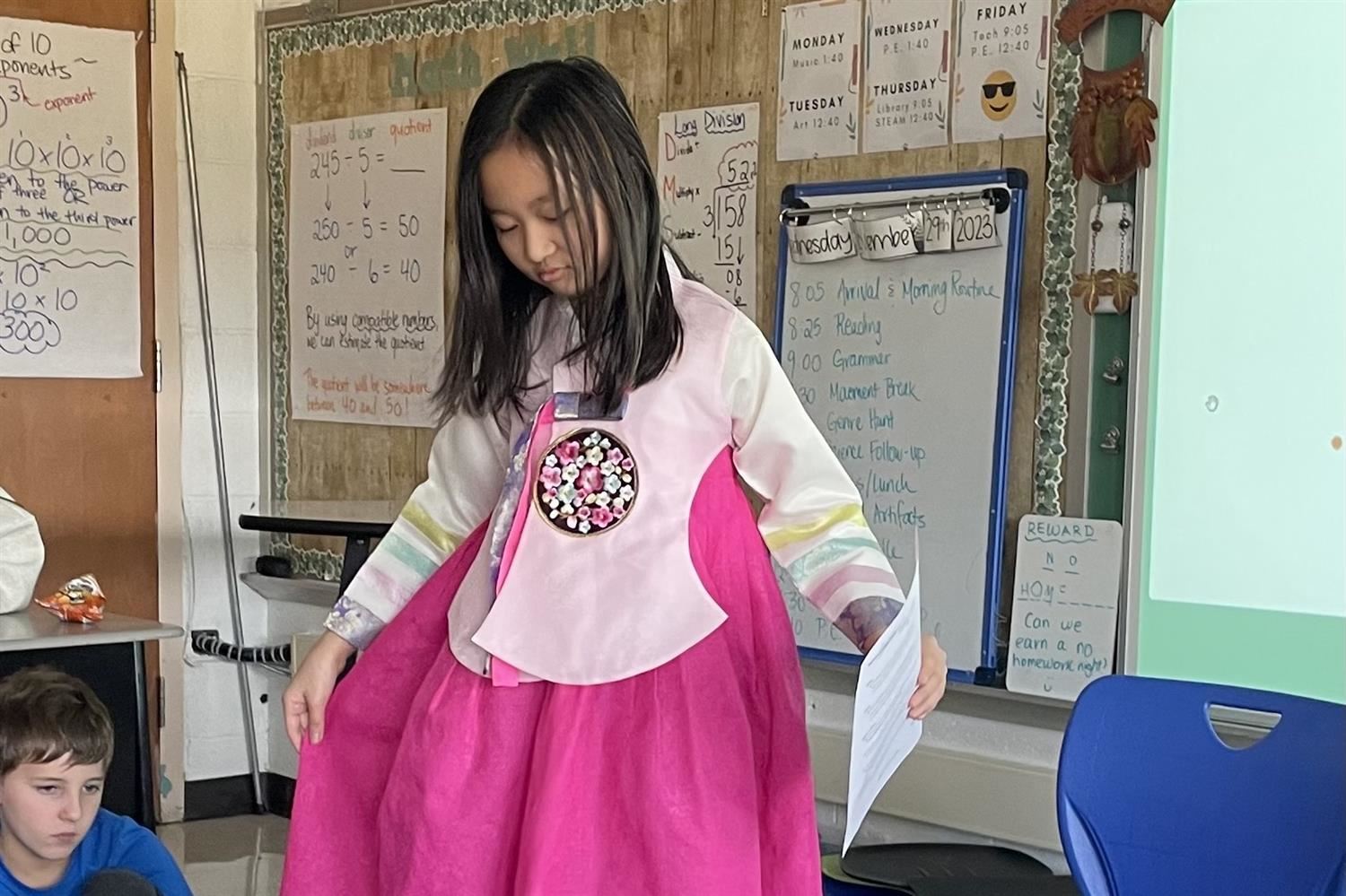 girl showing dress